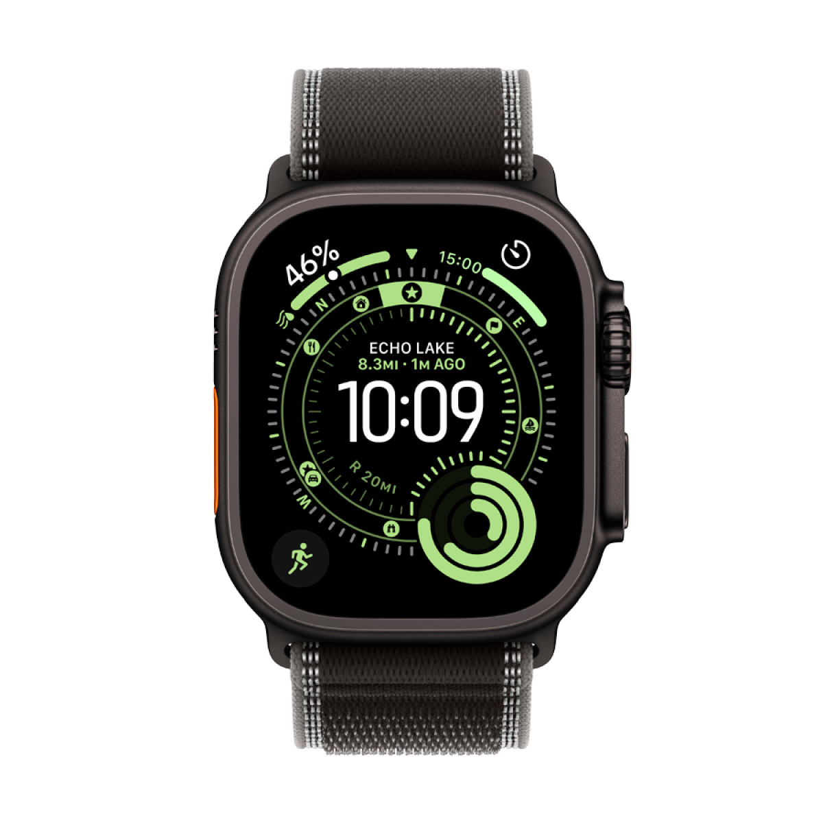 Apple Watch Ultra 3 Cellular 49mm Black Titanium Case with Black/Charcoal Trail Loop - M/L