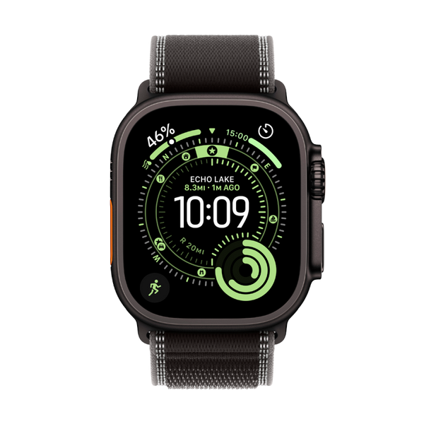 Apple Watch Ultra 3 Cellular 49mm Black Titanium Case with Black/Charcoal Trail Loop - M/L