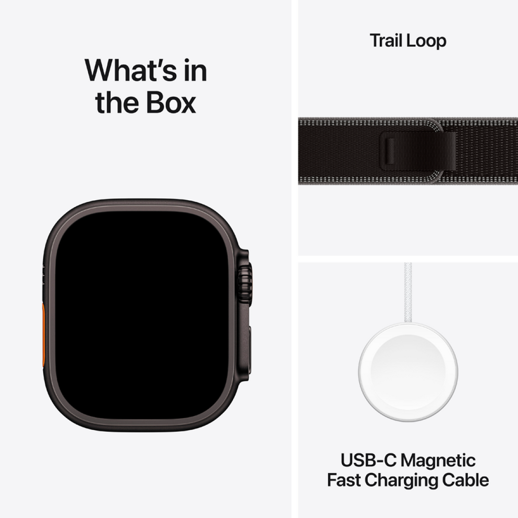 Apple Watch Ultra 3 Cellular 49mm Black Titanium Case with Black/Charcoal Trail Loop - M/L
