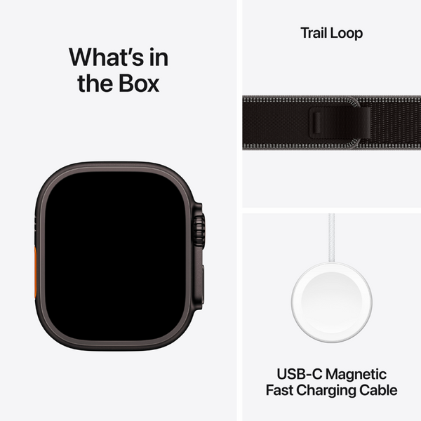 Apple Watch Ultra 3 Cellular 49mm Black Titanium Case with Black/Charcoal Trail Loop - M/L