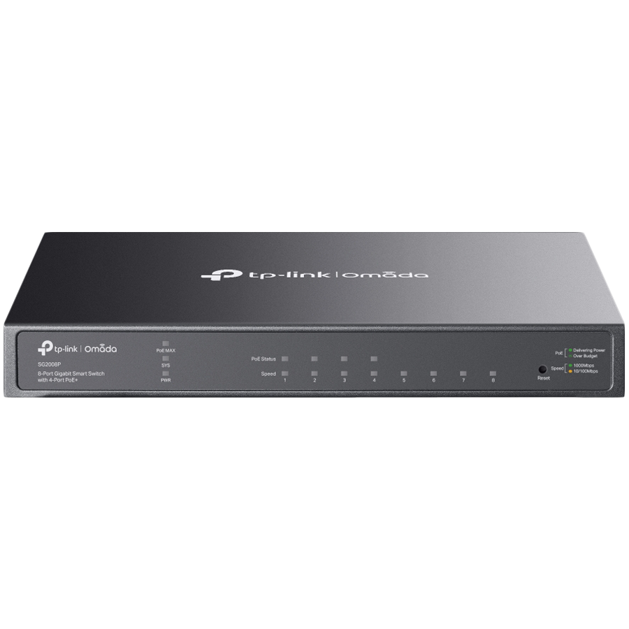Omada 8-Port Gigabit Smart Switch with 4-Port PoE+ 4× Gigabit PoE+ Ports 802.3at/af