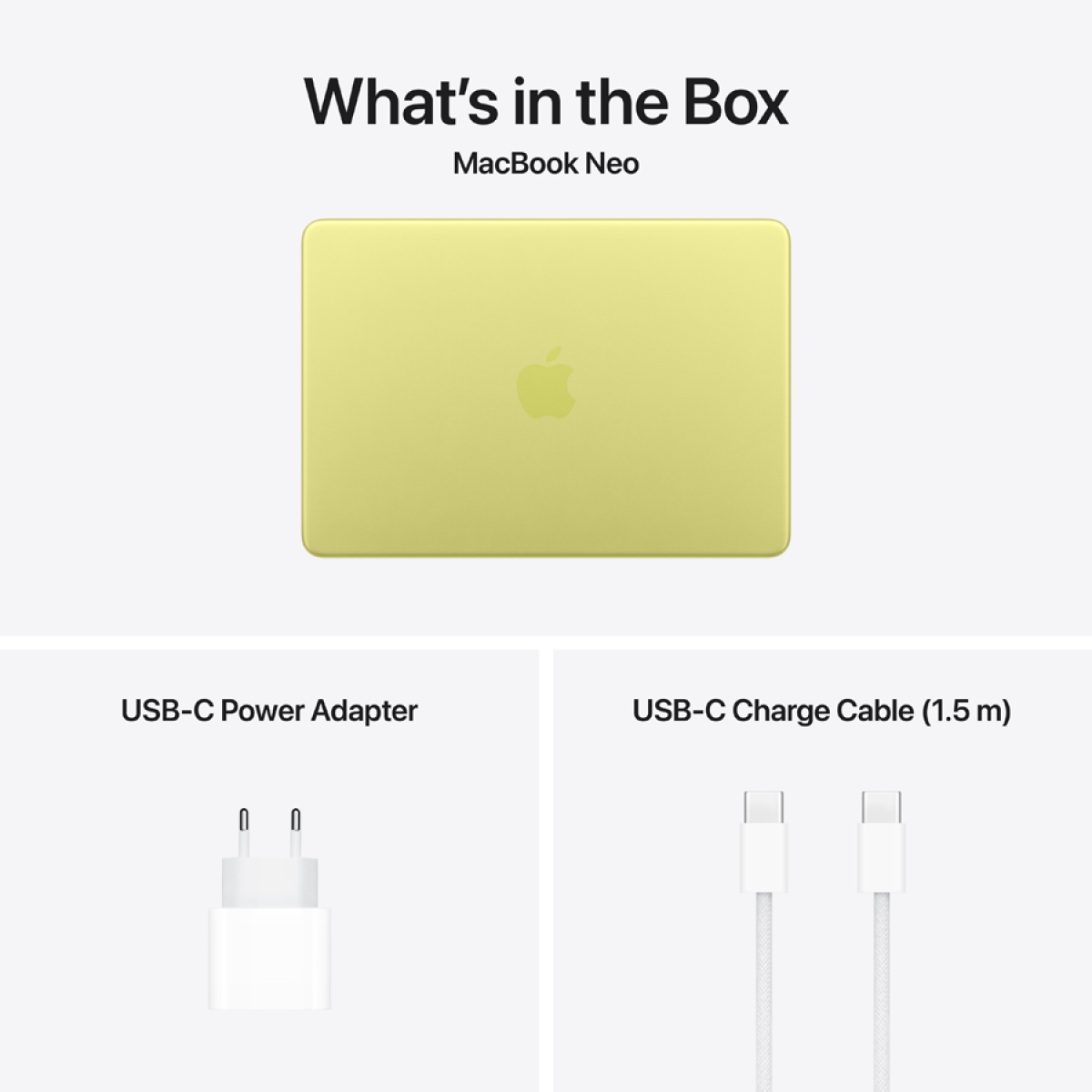 MacBook Neo 13-inch, Citrus, Model A3404, A18 PRO CHIP, 6C CPU, 5C GPU, 8GB unified memory, 20W ADAPTER, 256GB SSD storage, KEYBOARD-INT