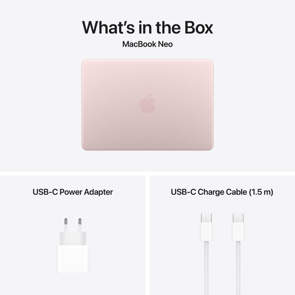 MacBook Neo 13-inch, Blush, Model A3404, A18 PRO CHIP, 6C CPU, 5C GPU, 8GB unified memory, 20W ADAPTER, 256GB SSD storage, KEYBOARD US English