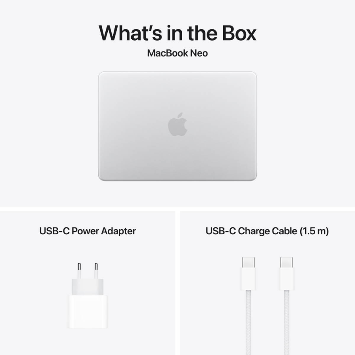 MacBook Neo 13-inch, Silver, Model A3404, A18 PRO CHIP, 6C CPU, 5C GPU, 8GB unified memory, 20W ADAPTER, 256GB SSD storage, KEYBOARD US English