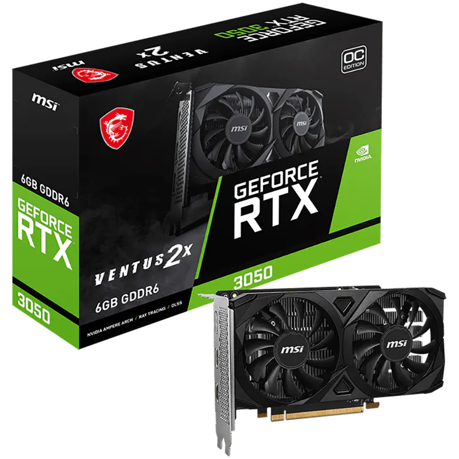 MSI GeForce RTX 3050 Ventus 2X E 6G OC Gaming Graphics Card 6GB GDDR6
