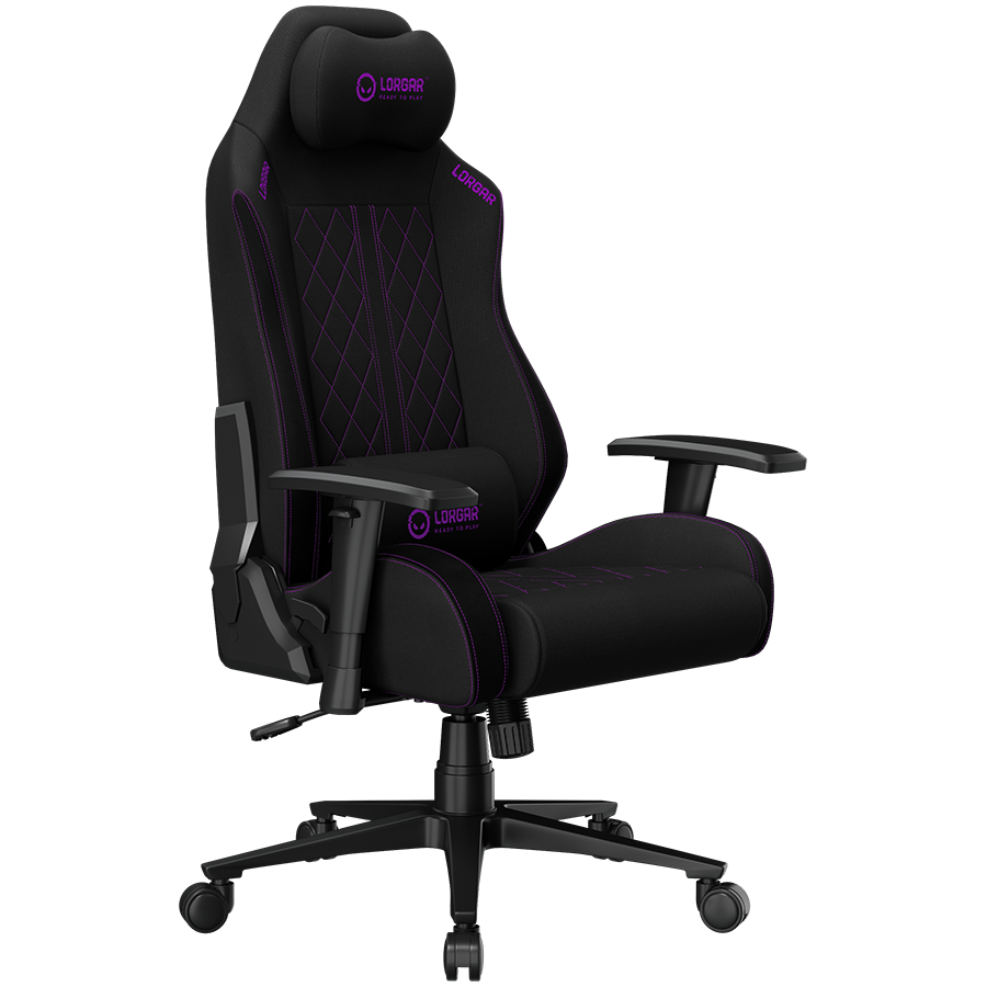 LORGAR CHA41, Ergonomic Gaming Chair Advanced, premium anti-stain fabric, Black/purple