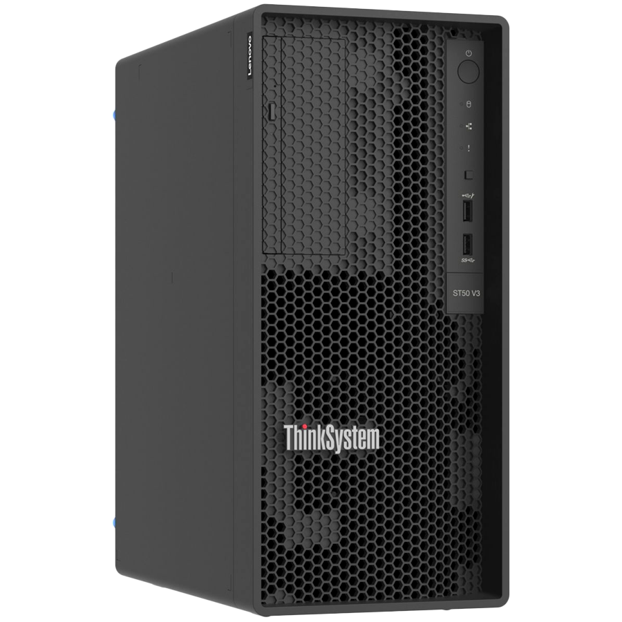 Lenovo ThinkSystem ST50 V3, Intel Xeon 6315P (4C 2.8GHz 55W), 1x16GB TruDDR5 5600MHz (1Rx8) ECC UDIMM, 2x3.5 960GB RI SATA 6Gb NHS SSD