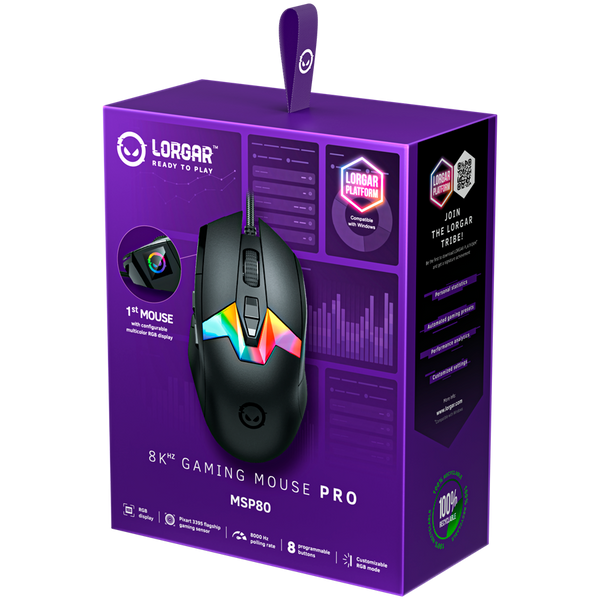 LORGAR MSP80, 8000 Hz Gaming Mouse Pro, Black