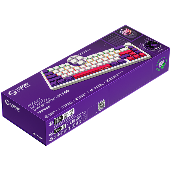 LORGAR KBP70MW, Wireless 65% Mechanical Gaming Keyboard Pro, White
