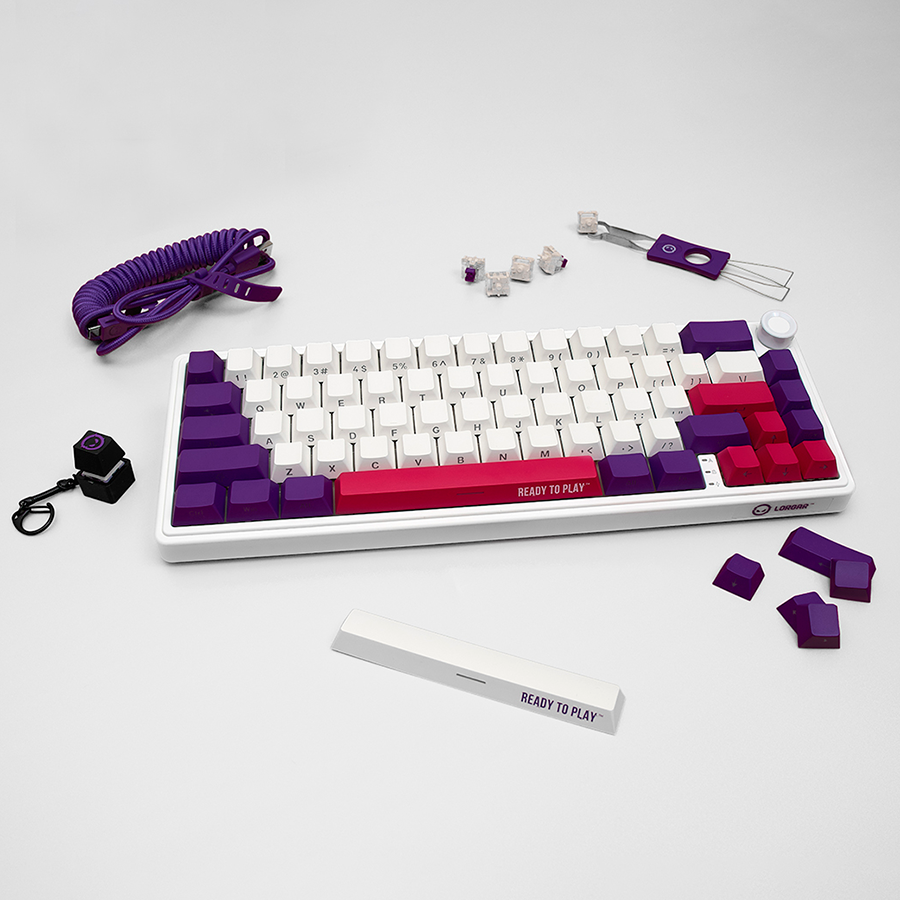 LORGAR KBP70MW, Wireless 65% Mechanical Gaming Keyboard Pro, White